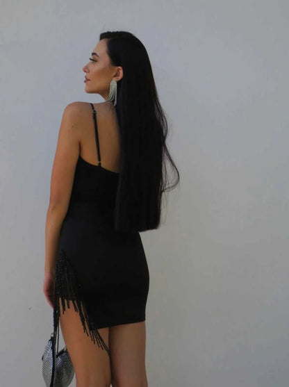 Sukienka krótka zdobiona czarna Amira