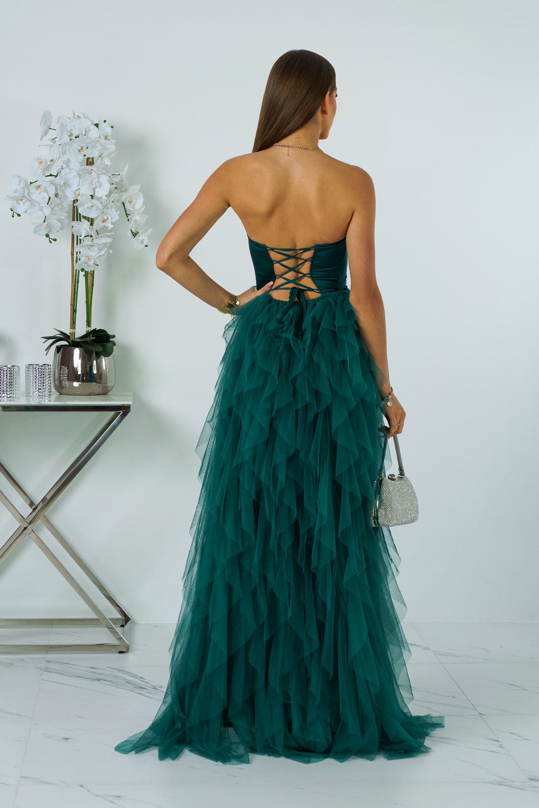 Arely - Sukienka maxi tiulowa zielona
