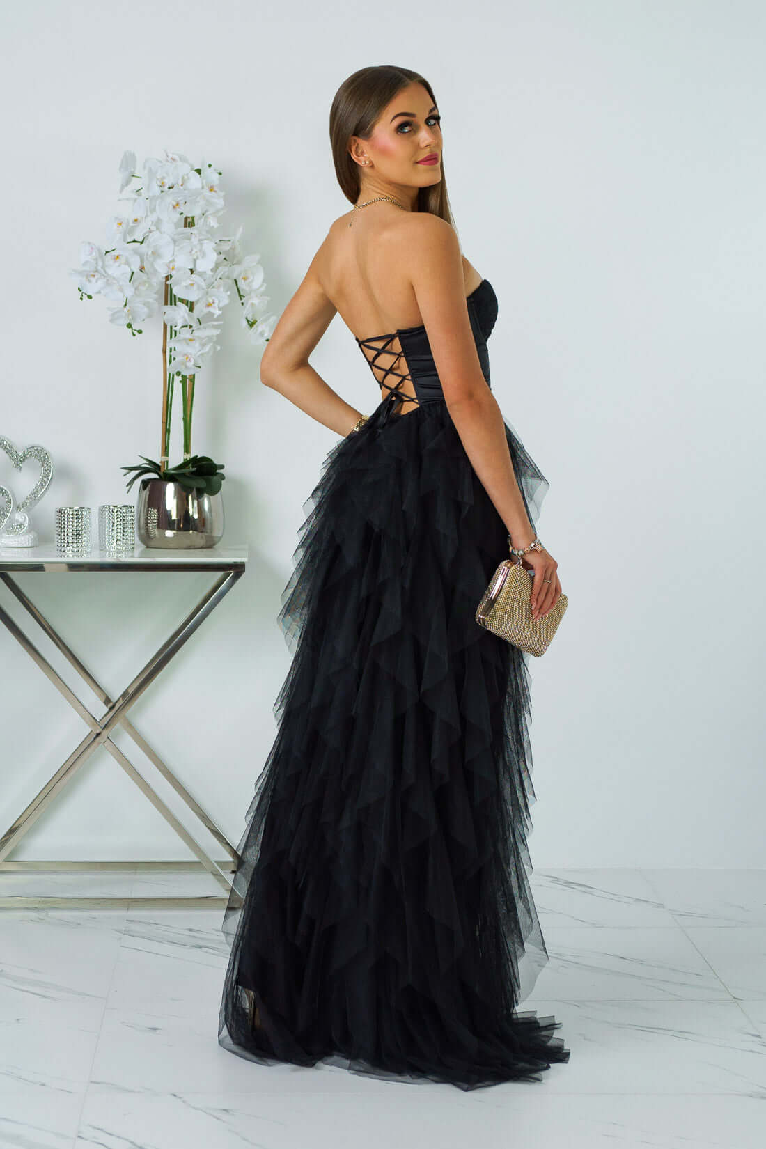 Arely - Sukienka maxi tiulowa czarna