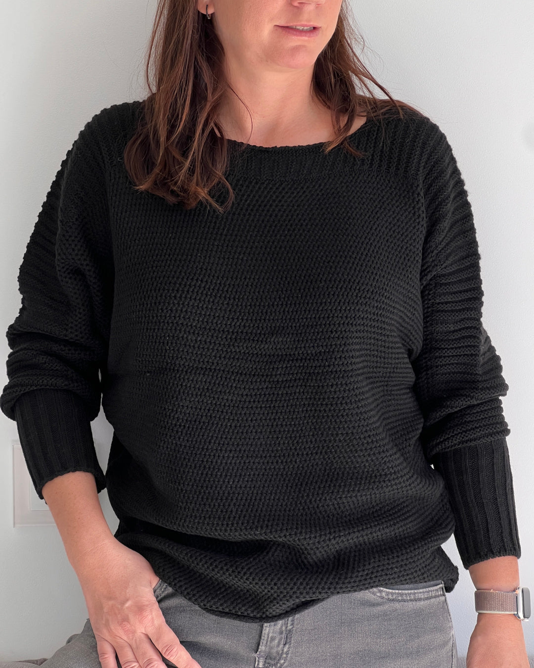 Sweter Kobiecy Oversize Modny czarny