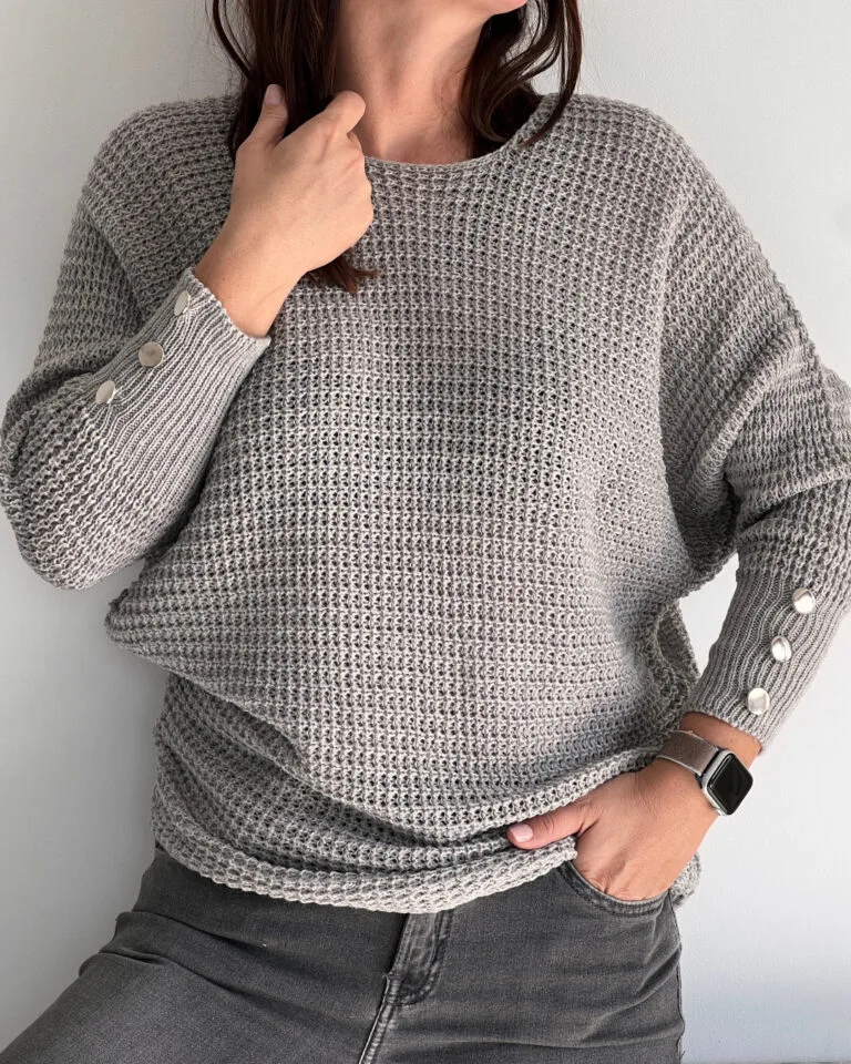 Kopia Modny Kobiecy Sweter z guzikami szary